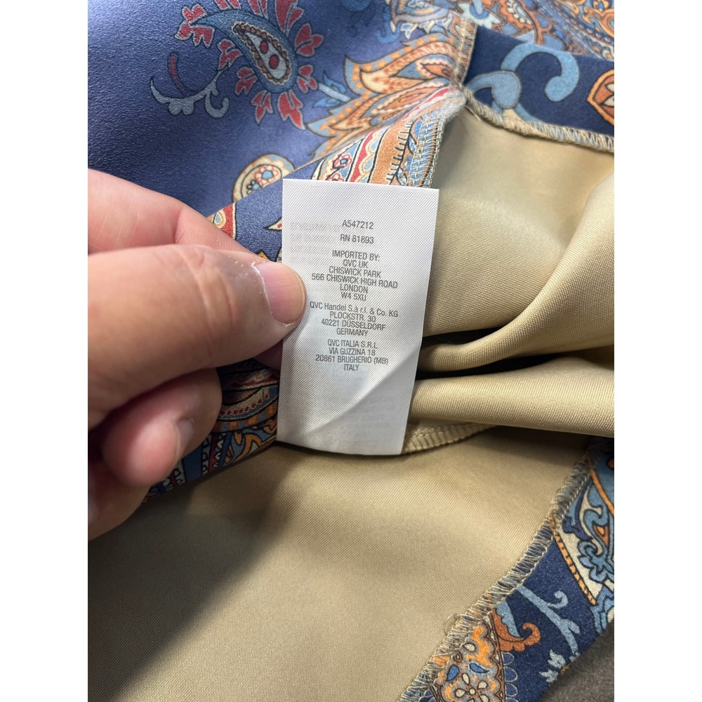 Susan Graver Graver‎ Faux Suede Paisley Border Print Blazer Blue Tan XL A547212 - Picture 5 of 7